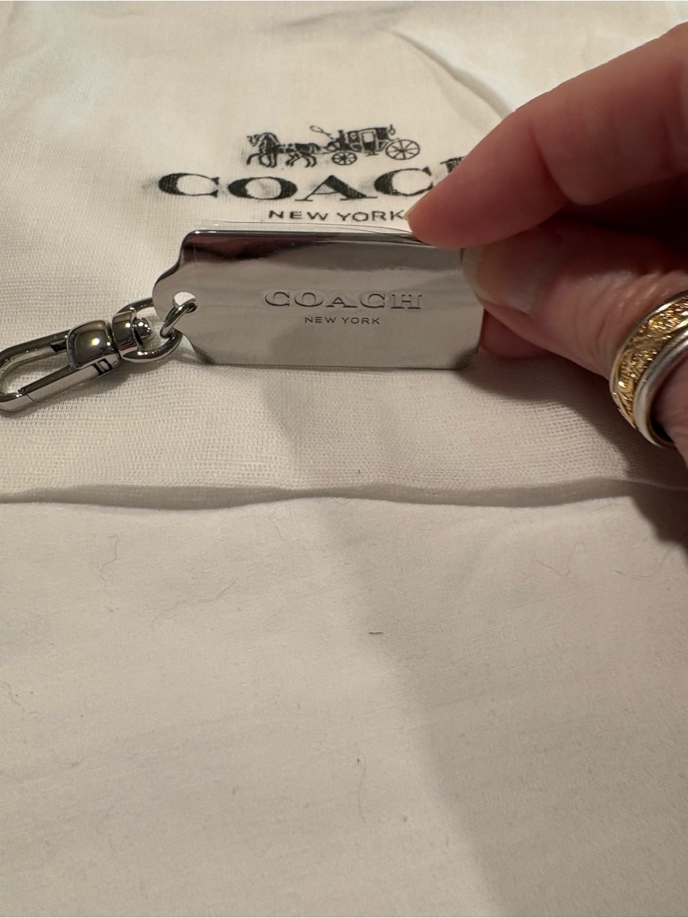 Coach Silver-tone Logo Key Tag
